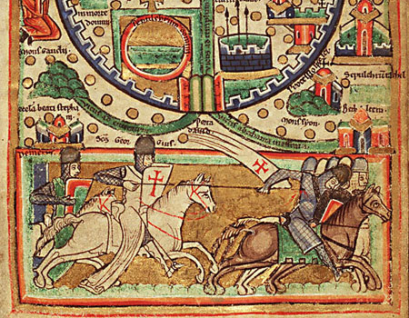 Фрагмент средневековой карты Иерусалима (крестоносцы)